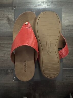 Style & Co. Women's Red Orange Slide Sandals